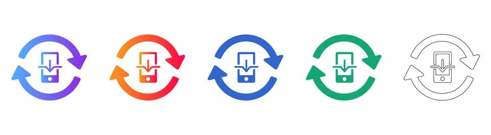 Mobile Data Download Icon Set Illustrazione stock