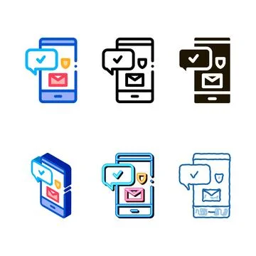 Mobile data protection icon vector outline forms Stock Illustration
