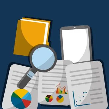 Mobile data search innovation document file folder Stock Illustration