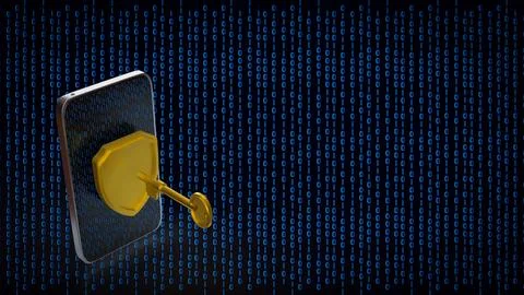 Mobile Data Security Unlock Concept 3d render. Illustrazione stock
