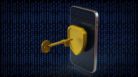 Mobile Data Security Unlock Concept 3d render. Stock Illustration