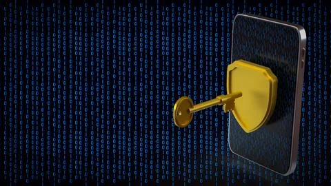 Mobile Data Security Unlock Concept 3d render. Stock Photos