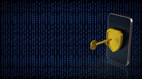 Mobile Data Security Unlock Concept 3d render. Stock Photos