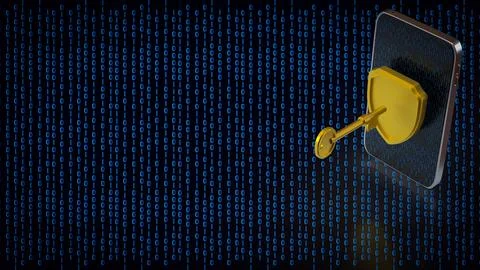 Mobile Data Security Unlock Concept 3d render. Foto stock