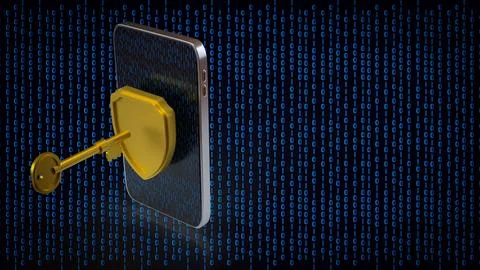 Mobile Data Security Unlock Concept 3d render. 스톡 사진