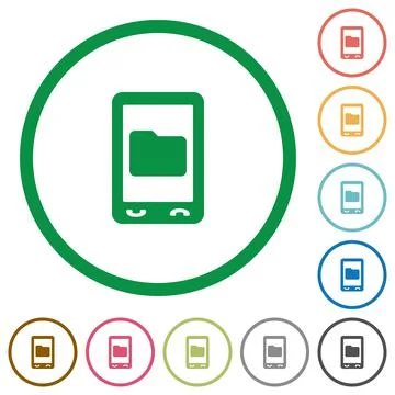 Mobile data storage flat icons with outlines Illustrazione stock