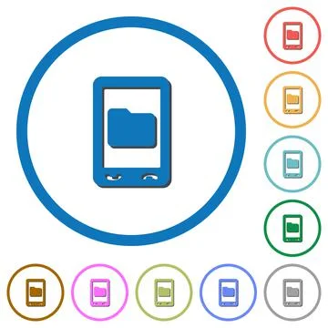 Mobile data storage icons with shadows and outlines Illustrazione stock