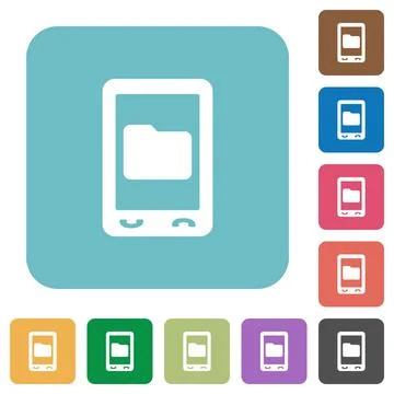 Mobile data storage rounded square flat icons 스톡 일러스트