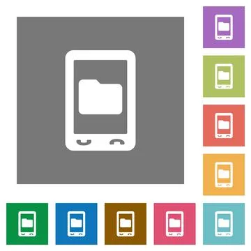 Mobile data storage square flat icons Illustrazione stock