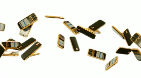Mobile data streaming synchronization: flying Smartphones with slow motion Video stock 10861768