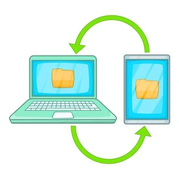 Mobile data synchronization icon, cartoon style 스톡 일러스트