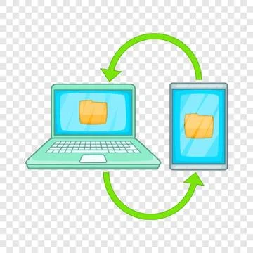 Mobile data synchronization icon, cartoon style Illustrazione stock