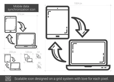 Mobile data synchronization line icon Illustrazione stock