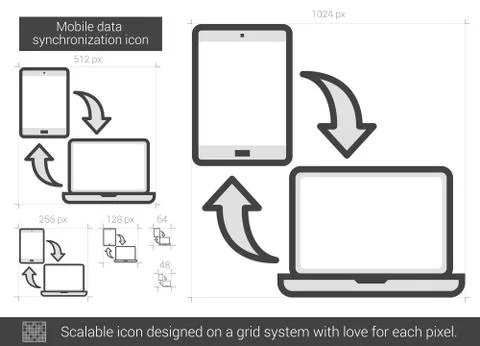 Mobile data synchronization line icon Stock Illustration