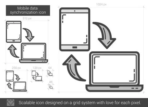Mobile data synchronization line icon 스톡 일러스트