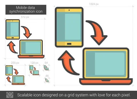Mobile data synchronization line icon 스톡 일러스트