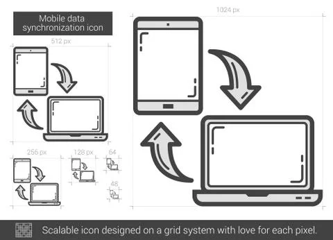 Mobile data synchronization line icon Stock Illustration