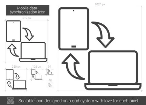 Mobile data synchronization line icon. 스톡 일러스트
