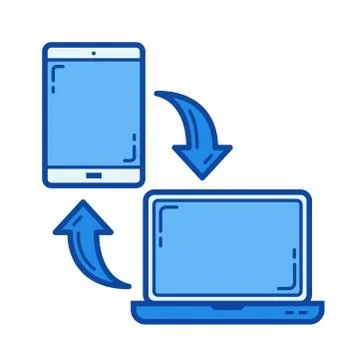 Mobile data synchronization line icon. Illustrazione stock