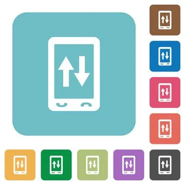 Mobile data traffic rounded square flat icons Stock Illustration