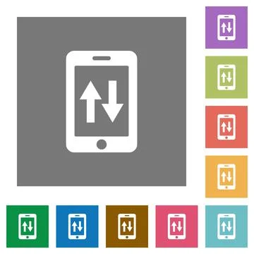 Mobile data traffic square flat icons Stock Illustration