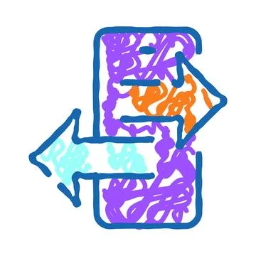 Mobile data transfer syncing information icon doodle 스톡 일러스트