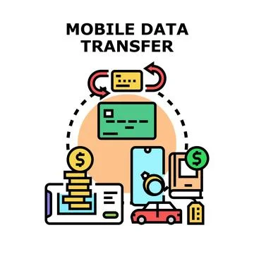 Mobile data transferring for online financial transactions Stock Illustration