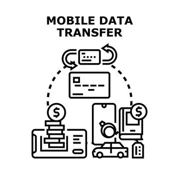 Mobile data transferring for online financial transactions Stock Illustration