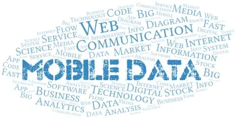Mobile Data vector word cloud, made with text only. Illustrazione stock