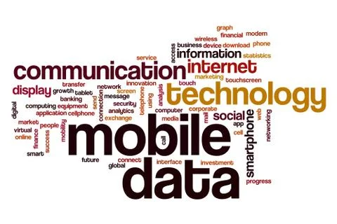 Mobile data word cloud concept Stock Illustration