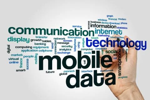 Mobile data word cloud concept Stock Photos