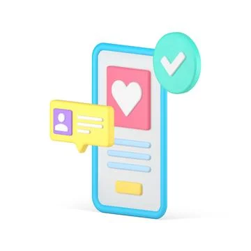Mobile date application personal profile chat identification isometric 3d i.. Stock Illustration