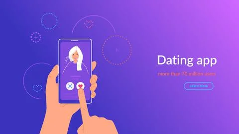 Mobile dating app for finding new friends, hook-ups and romantic partners. Stock Illustration