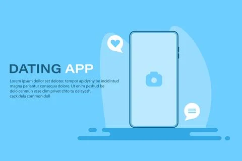 Mobile Dating App UI and UX Alternative Trendy Concept Vector Banner in Blue Stock Illustration