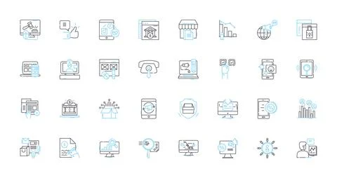 Mobile design linear icons set. Responsive, Interface, User-friendly, Navigation Stock Illustration