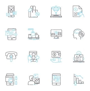 Mobile design linear icons set. Responsive, Interface, User-friendly, Navigation 스톡 일러스트