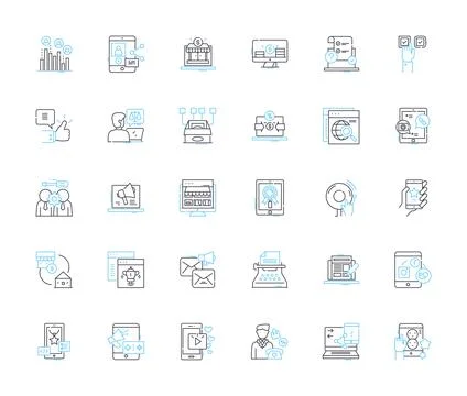 Mobile design linear icons set. Responsive, Interface, User-friendly, Navigation Stock Illustration