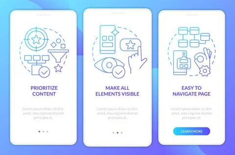 Mobile design recommendations blue gradient onboarding mobile app screen イラスト素材