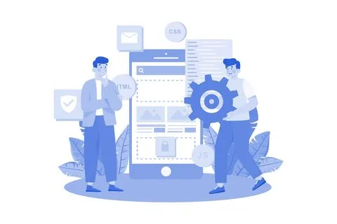 Mobile Designer creating user-friendly app interfaces Illustrazione stock