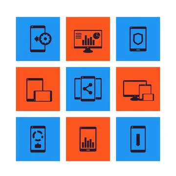 Mobile, desktop apps icons Illustrazione stock