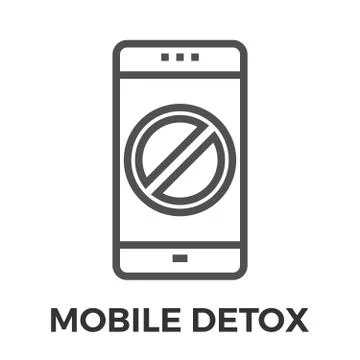 Mobile detox thin line vector icon Stock Illustration