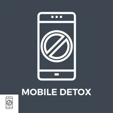 Mobile detox thin line vector icon Stock Illustration