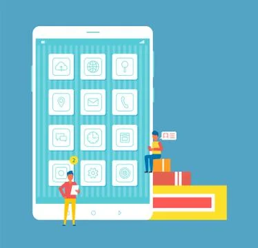 Mobile Developers and Phone Vector Illustration Stock Illustration