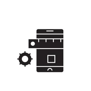 Mobile development black vector concept icon. Mobile development flat Stock Illustration