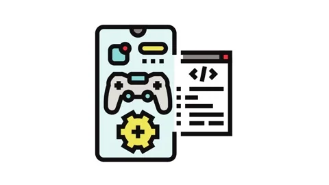 Mobile development game color icon animation Stock Footage 326105476