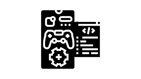 Mobile development game glyph icon animation Stock Footage 326152213