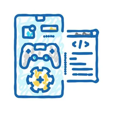 Mobile development game icon doodle illustration 스톡 일러스트