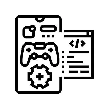 Mobile development game line icon vector illustration Stock Illustration