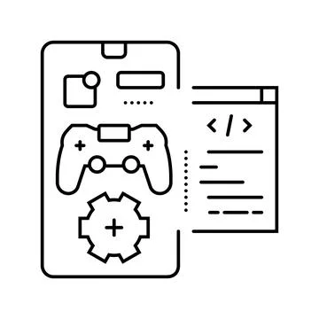 Mobile development game line icon vector illustration Stock Illustration