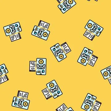 Mobile development game vector seamless pattern 스톡 일러스트
